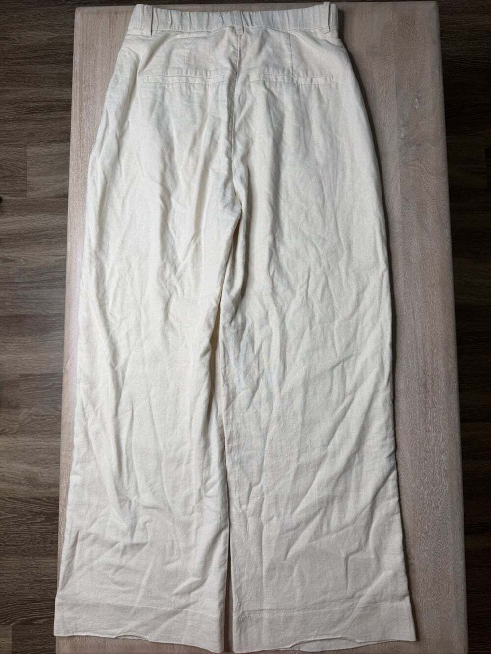 Abercrombie A&F Sloane Linen-Blend Tailored Wide Leg Pant in Oat Ivory Medium - Picture 5 of 7